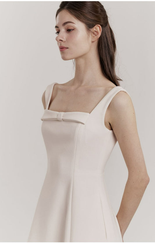Beige Bow Detail Dress