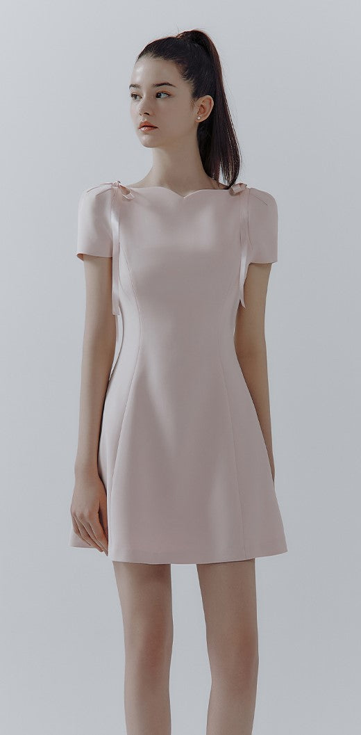 Blush Bow Accent Mini Dress