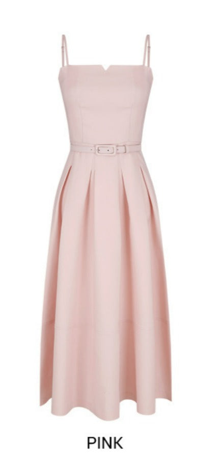 Blush Belted Midi Dress